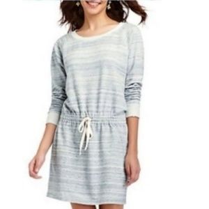 Ann Taylor LOFT | Space Dye Blue Drawstring Heather Sweatshirt Dress Medium